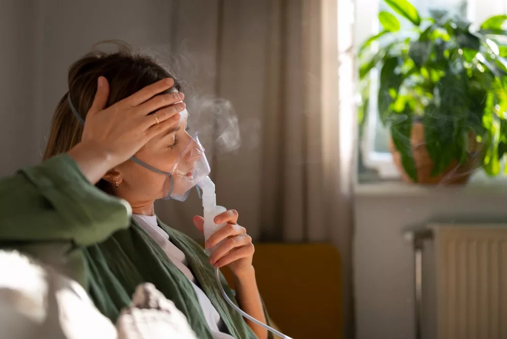 picture of woman using nebulizer